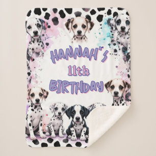 Dalmatiner-Hunde Lila Aquarell-Geburtstagsfeier Sherpadecke