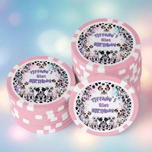 Dalmatiner-Hunde Lila Rosa Geburtstagsfeier Pokerchips