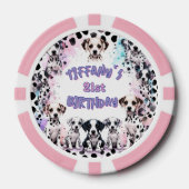 Dalmatiner-Hunde Lila Rosa Geburtstagsfeier Pokerchips (Vorderseite)