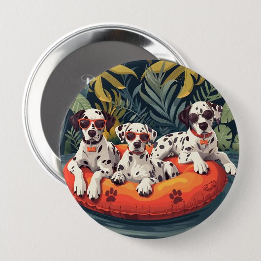 Dalmatiner Hunde Sommer Ananas Pool Float Button (Vorne & Hinten)