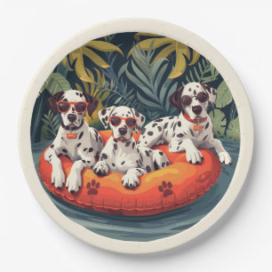 Dalmatiner Hunde Sommer Ananas Pool Float Pappteller