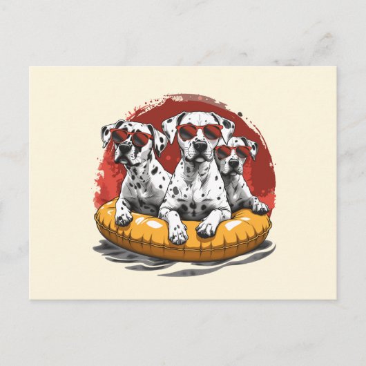 Dalmatiner Hunde Sommer Ananas Pool Float Postkarte (Vorderseite)