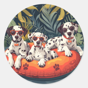 Dalmatiner Hunde Sommer Ananas Pool Float Runder Aufkleber