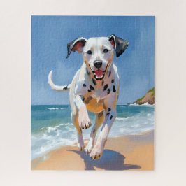 Dalmatiner-Hunde-Strand-Aquarell-Haustiermalerei Puzzle
