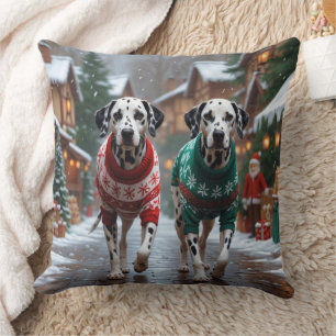Dalmatiner Hunde Weihnachten Schnee Urlaub Kissen