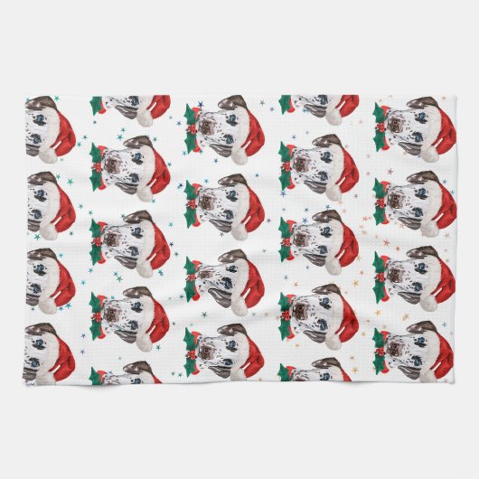 Dalmatiner Hunde Zucht Weihnachten Geschirrtuch (Horizontal)