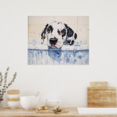 Dalmatiner-Hundebadzeit-Gemälde Poster (Küche)