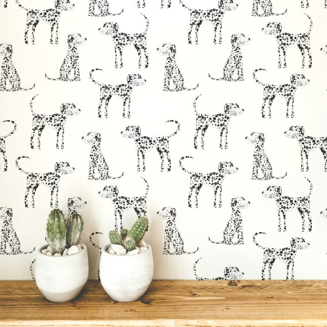 Dalmatiner-Hundemuster Tapete (Fun Dalmatian dog peel and stick art wallpaper for animal and pet lovers)