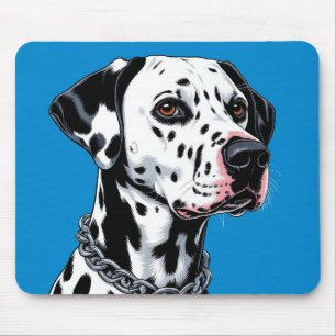 Dalmatiner-Hundeporträt vor blauem Hintergrund Mousepad