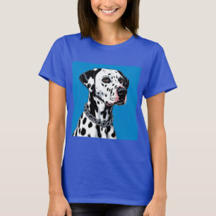 Dalmatiner-Hundeporträt vor blauem Hintergrund T-Shirt