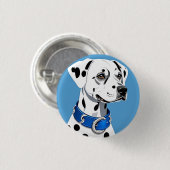 Dalmatiner-Hundportrait mit blauem Collar Button (Vorne & Hinten)