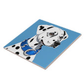 Dalmatiner-Hundportrait mit blauem Collar Fliese (Seite)