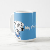 Dalmatiner-Hundportrait mit blauem Collar Kaffeetasse (Vorderseite Links)