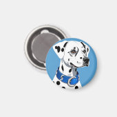 Dalmatiner-Hundportrait mit blauem Collar Magnet (Vorderseite/Rückseite)