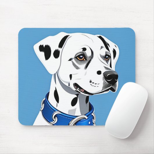 Dalmatiner-Hundportrait mit blauem Collar Mousepad (Mit Mouse)