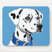 Dalmatiner-Hundportrait mit blauem Collar Mousepad (Vorne)