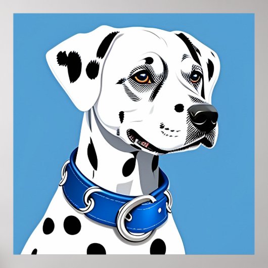 Dalmatiner-Hundportrait mit blauem Collar Poster (Vorne)