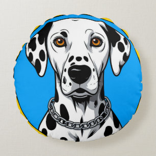 Dalmatiner-Hundporträt mit lebendigem Hintergrund Rundes Kissen