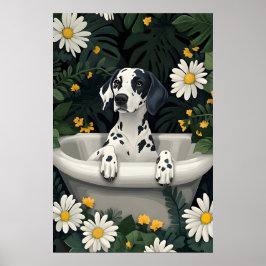Dalmatiner im Badewannenposter, Lustiges Hundepost Poster