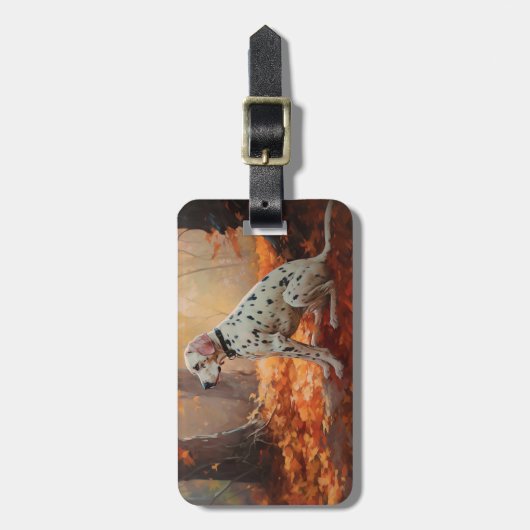 Dalmatiner im Herbst Leaves Fall Inspiriert Gepäckanhänger (Vorderseite vertikal)