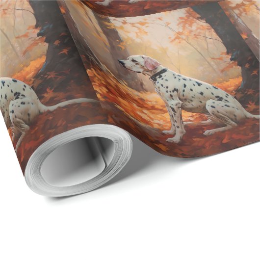 Dalmatiner im Herbst Leaves Fall Inspiriert Geschenkpapier (Rolleneckpunkt)