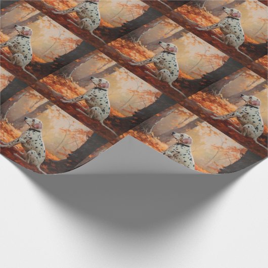 Dalmatiner im Herbst Leaves Fall Inspiriert Geschenkpapier (Ecke)