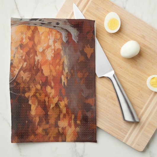 Dalmatiner im Herbst Leaves Fall Inspiriert Geschirrtuch (Viertel Falte)