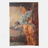 Dalmatiner im Herbst Leaves Fall Inspiriert Geschirrtuch (Vertikal)