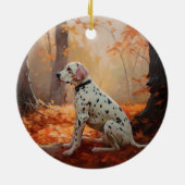 Dalmatiner im Herbst Leaves Fall Inspiriert Keramik Ornament (Hinten)