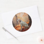 Dalmatiner im Herbst Leaves Fall Inspiriert Runder Aufkleber (Umschlag)