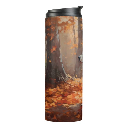 Dalmatiner im Herbst Leaves Fall Inspiriert Thermosbecher (Nach links gedreht)