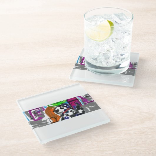 Dalmatiner in der Stadt Glasuntersetzer (Schrägansicht)