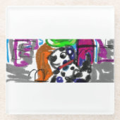 Dalmatiner in der Stadt Glasuntersetzer (Vorderseite)