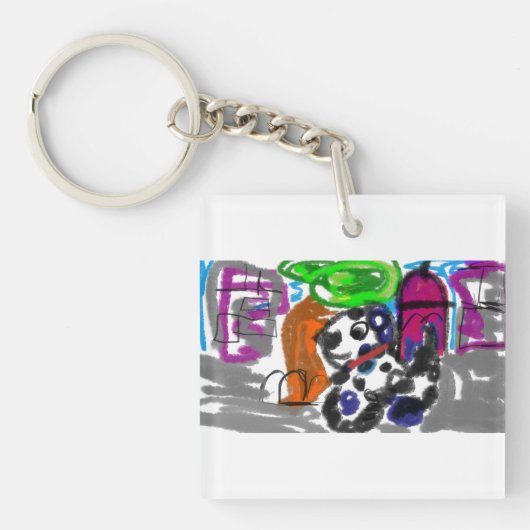 Dalmatiner in der Stadt Schlüsselanhänger (Vorderseite)