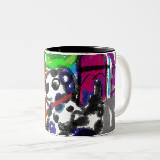 Dalmatiner in der Stadt Zweifarbige Tasse (VorderseiteRechts)