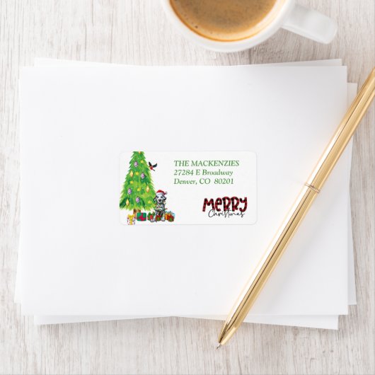 Dalmatiner in Feiertagsleuchten Rücksendeadresse Adressaufkleber (Insitu)