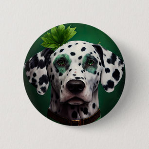 Dalmatiner in St. Patrick's Day-Kleidung Button