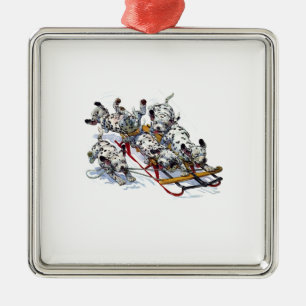 Dalmatiner-Jungtiere Rodelbahn Silbernes Ornament