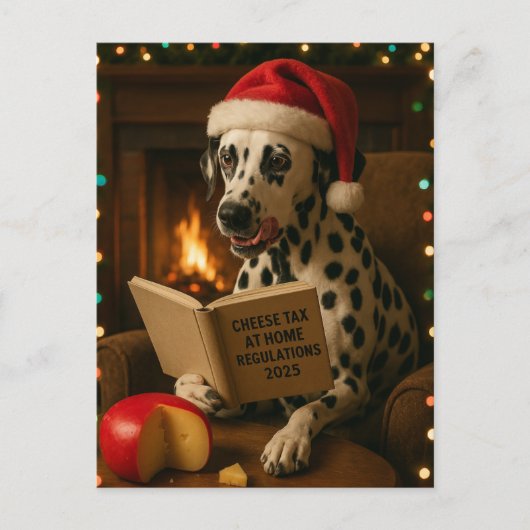 Dalmatiner 'Käse-Steuer' Weihnachtskarte Postkarte (Vorderseite)