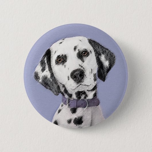 Dalmatiner Malerei - Niedliche Original Hunde Kuns Button (Vorderseite)