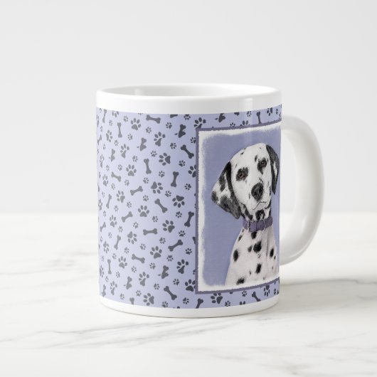 Dalmatiner Malerei - Niedliche Original Hunde Kuns Jumbo-Tasse (Vorderseite Rechts)