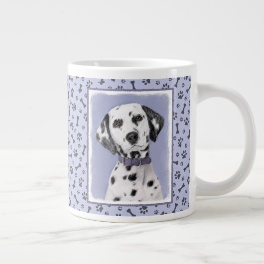 Dalmatiner Malerei - Niedliche Original Hunde Kuns Jumbo-Tasse (Rechts)