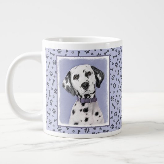 Dalmatiner Malerei - Niedliche Original Hunde Kuns Jumbo-Tasse (Links)