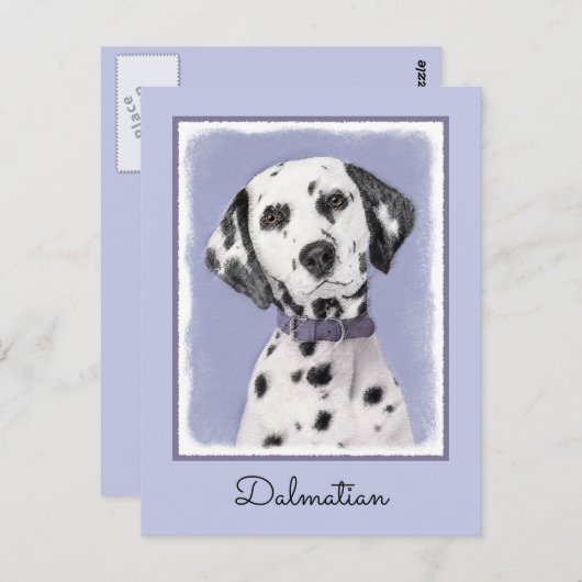 Dalmatiner Malerei - Niedliche Original Hunde Kuns Postkarte (Vorne/Hinten)