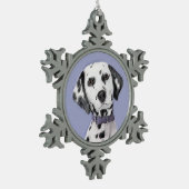 Dalmatiner Malerei - Niedliche Original Hunde Kuns Schneeflocken Zinn-Ornament (Links)