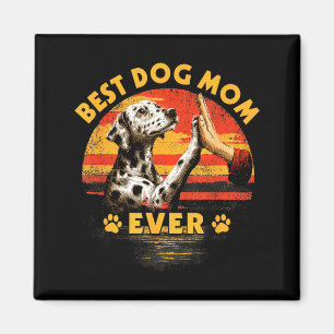 Dalmatiner-Mama Retro-Sonnenuntergang lustiger Hun Magnet