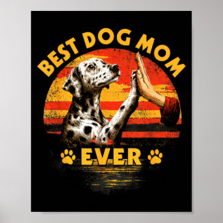 Dalmatiner-Mama Retro-Sonnenuntergang lustiger Hun Poster