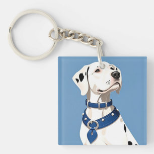 Dalmatiner mit blauem Halsband Schlüsselanhänger