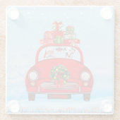 Dalmatiner mit dem Weihnachtsmann im Auto Glasuntersetzer (Rückseite)