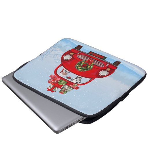 Dalmatiner mit dem Weihnachtsmann im Auto Laptopschutzhülle (Vorne Knopf)
